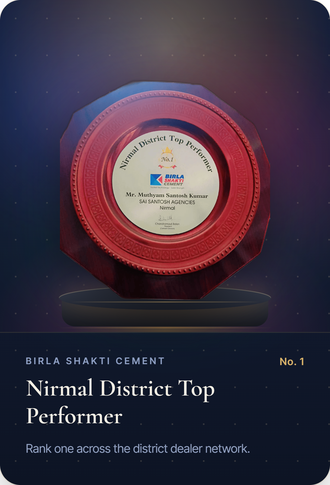 Birla A1 StrongCrete — Top Performance Award, FY 2018–19